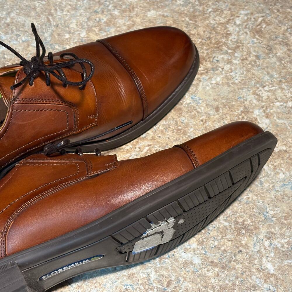 Florsheim Men's Midtown Cap Toe Brown Leather Lace Up Dress Shoes Oxford Size 10 - Picture 9 of 14
